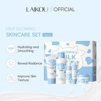 LAIKOU™ Milk Glow Set – Deep Hydration & Brightening Facial Kit