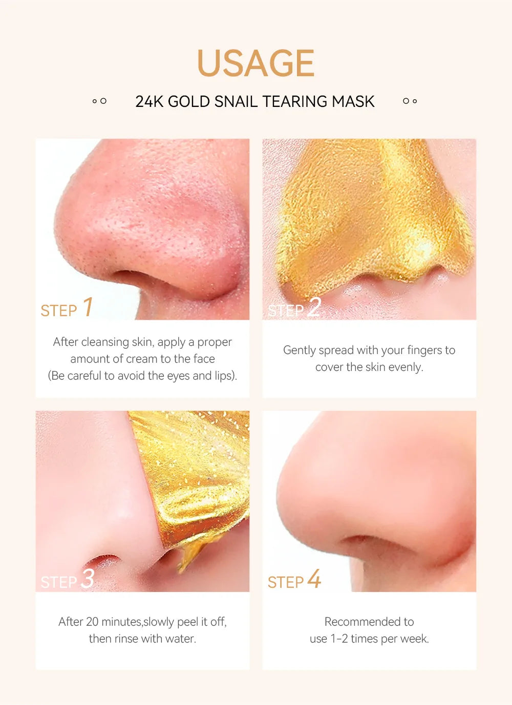 24K Gold Laikou Peeling Face Mask - Anti-Wrinkle, Blackhead & Whitening Care