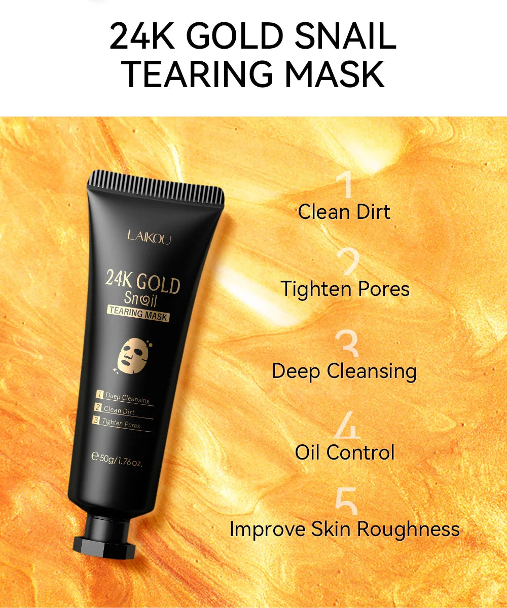 24K Gold Laikou Peeling Face Mask - Anti-Wrinkle, Blackhead & Whitening Care