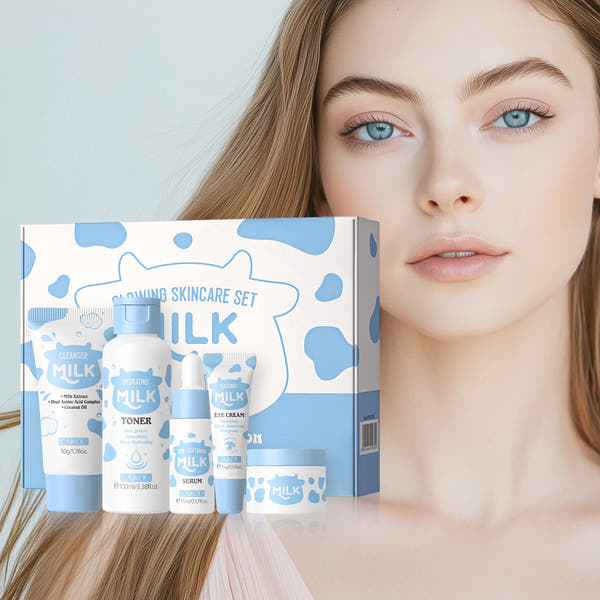 LAIKOU™ Milk Glow Set – Deep Hydration & Brightening Facial Kit