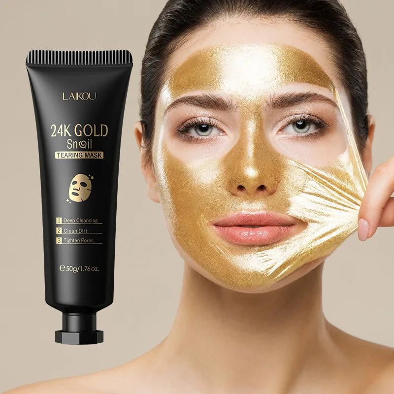 24K Gold Laikou Peeling Face Mask - Anti-Wrinkle, Blackhead & Whitening Care