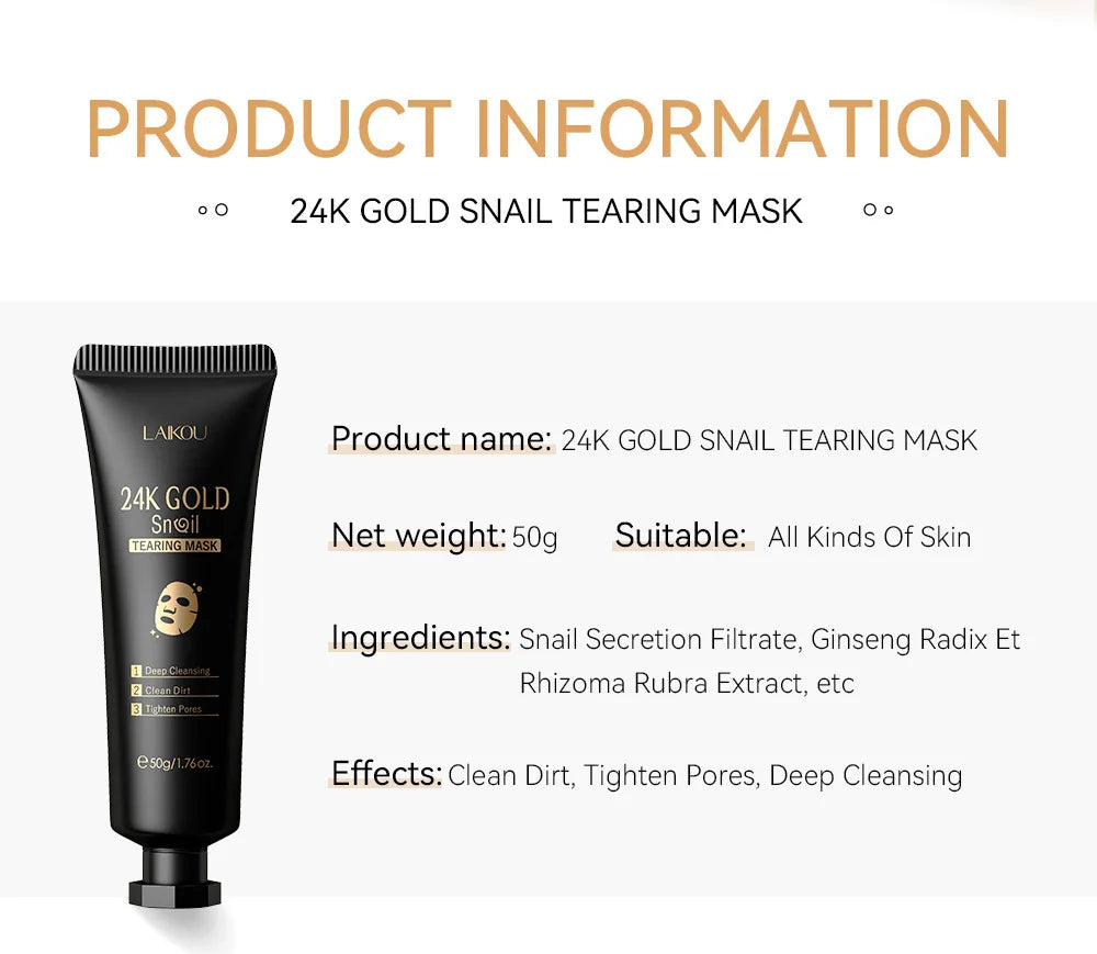 24K Gold Laikou Peeling Face Mask - Anti-Wrinkle, Blackhead & Whitening Care