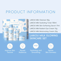 LAIKOU™ Milk Glow Set – Deep Hydration & Brightening Facial Kit