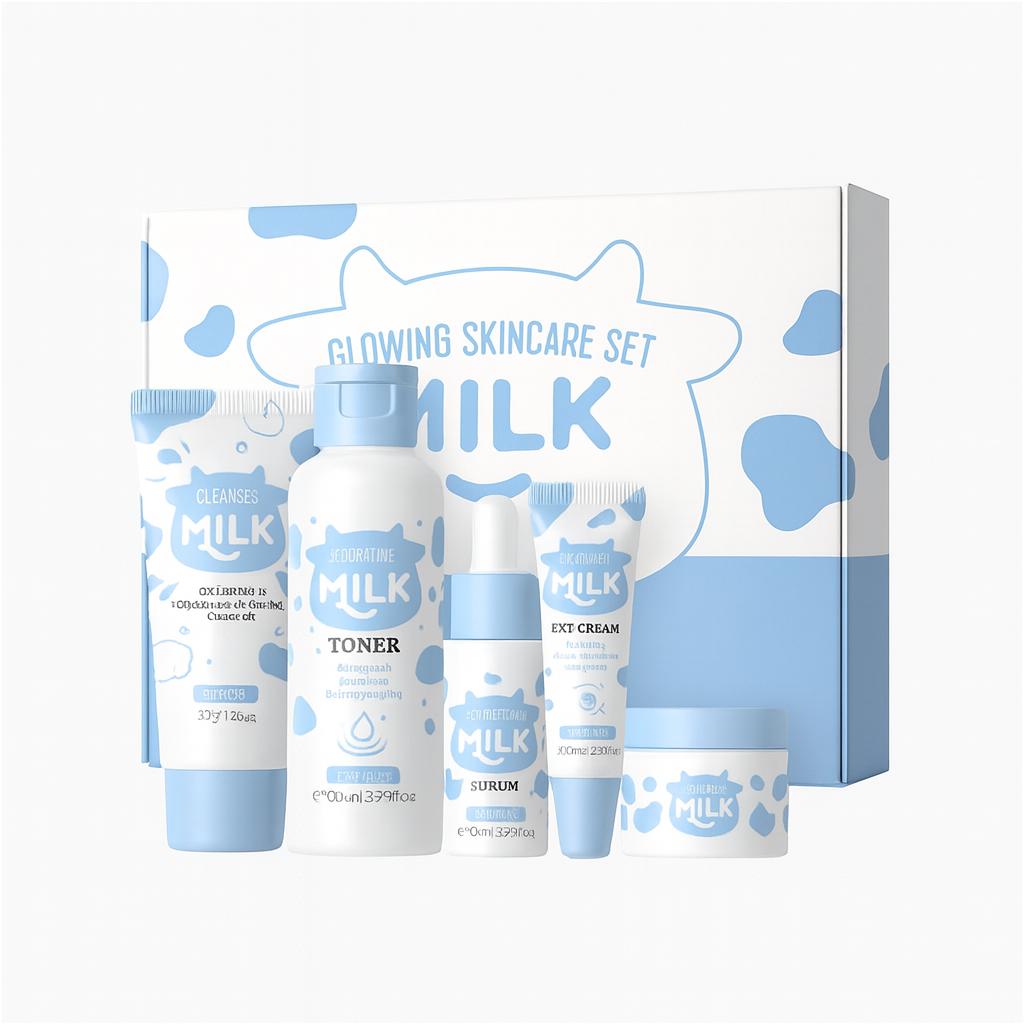 LAIKOU™ Milk Glow Set – Deep Hydration & Brightening Facial Kit